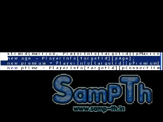 กด Ctrl+F ค้นหาคำว่า   new age = PlayerInfo[targetid][pAge]; แล้วใส่  new premium ...